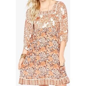 Wendy Bellissiono Maternity Peasant Dress Floral Lace Trim Boho Balloon Sleeve L